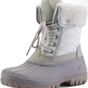 Stylish Gray and White Winter Boots